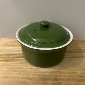 Vintage Hall China 66 Individual Casserole Dish with Lid in Green 6”